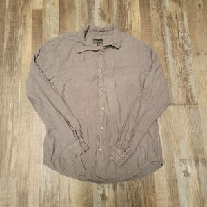 OSKA Shirt Mens Size 4 100% Linen Long Sleeve Gray Button Up